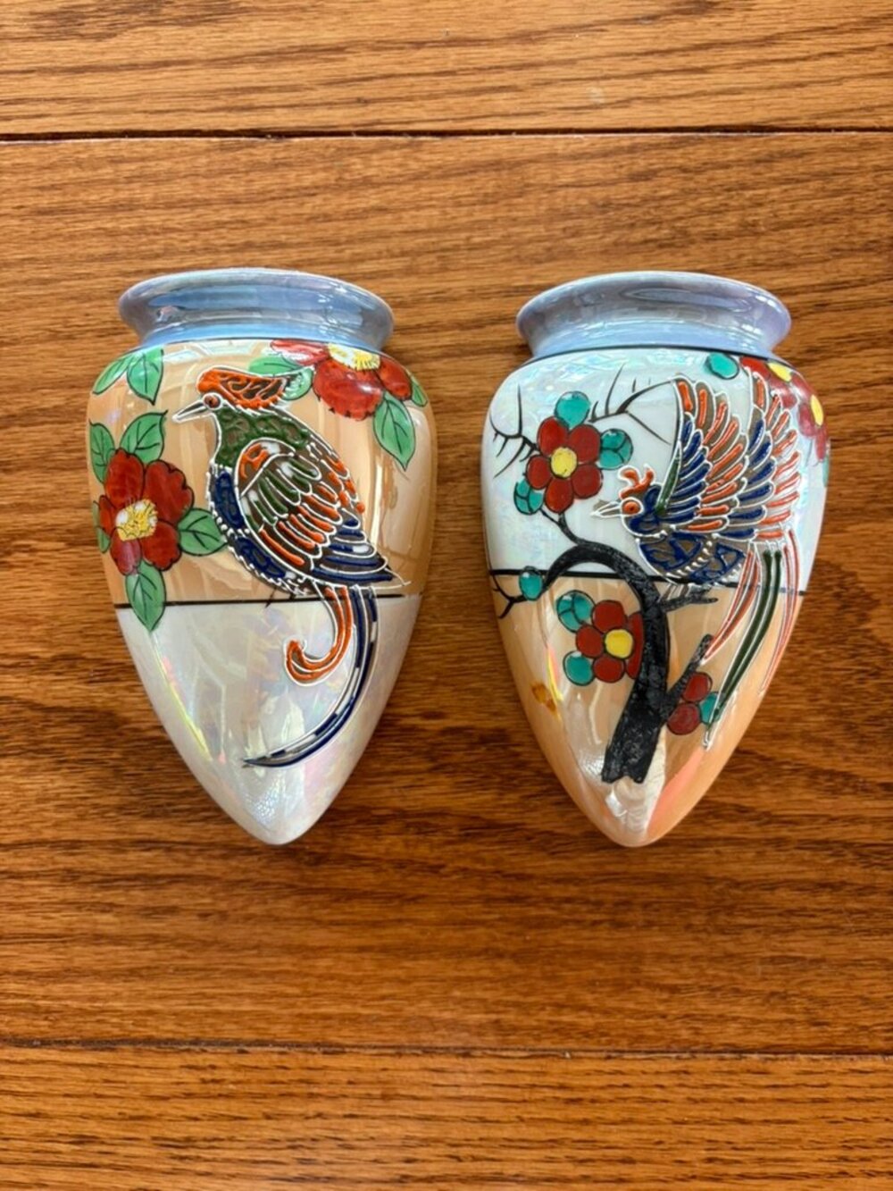 Vintage Hotto Yu Hand Painted Lusterware Wall Pockets